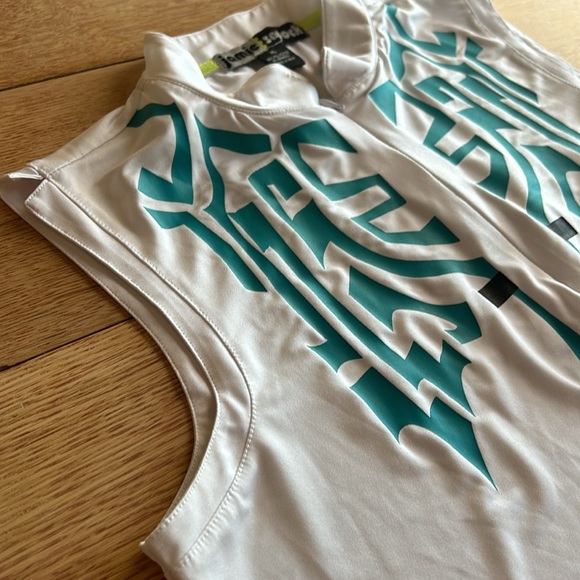 NWOT Jamie Sadock Sleeveless Golf Quarter Zip in Turquoise, Black & White Sz XL - Picture 3 of 10